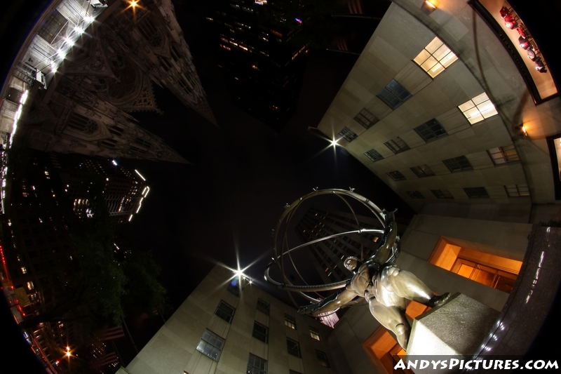 Atlas Sculpture and St. Patricks Church