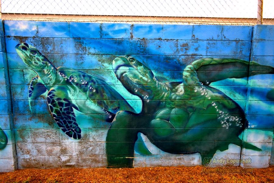 Wall mural at Ballast Point Pier in Tampa, Florida