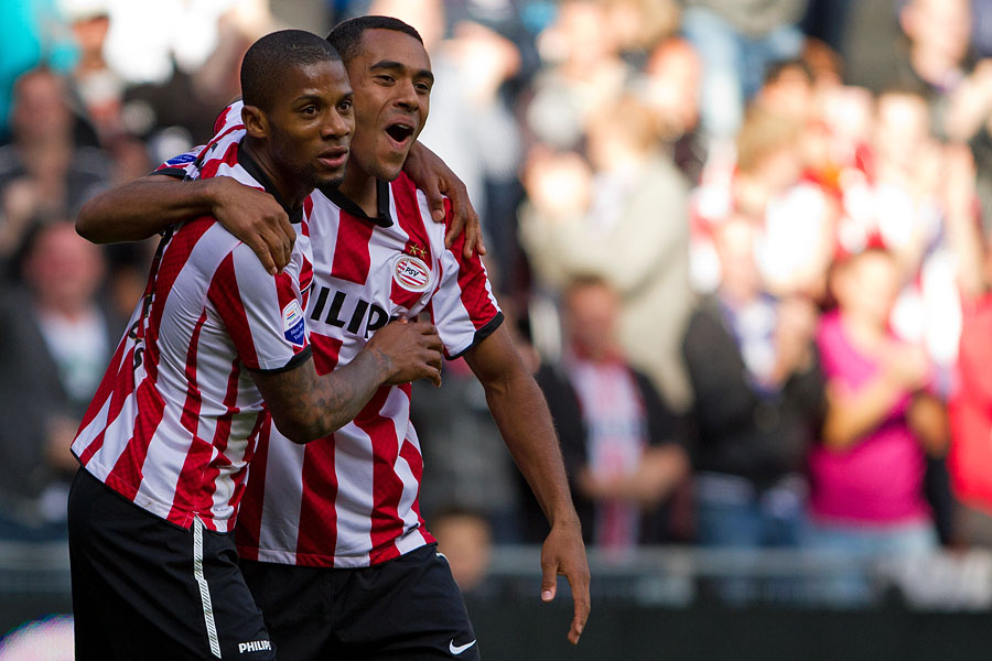 Jeremain Lens and Abel Tamata are happy