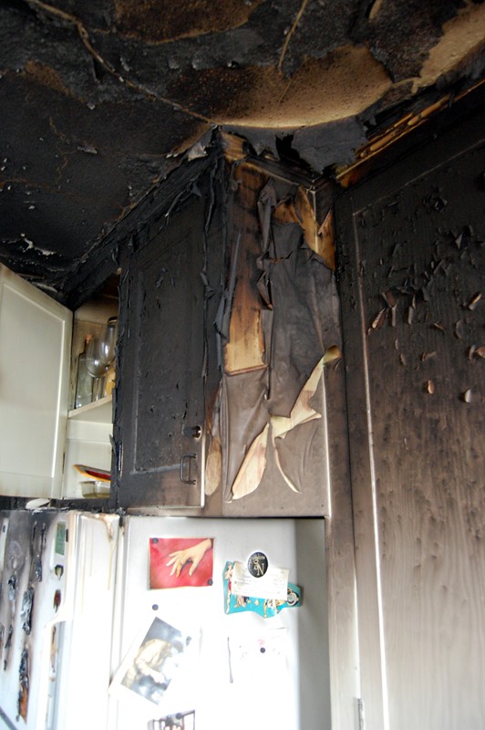 refrigerator, cabinets