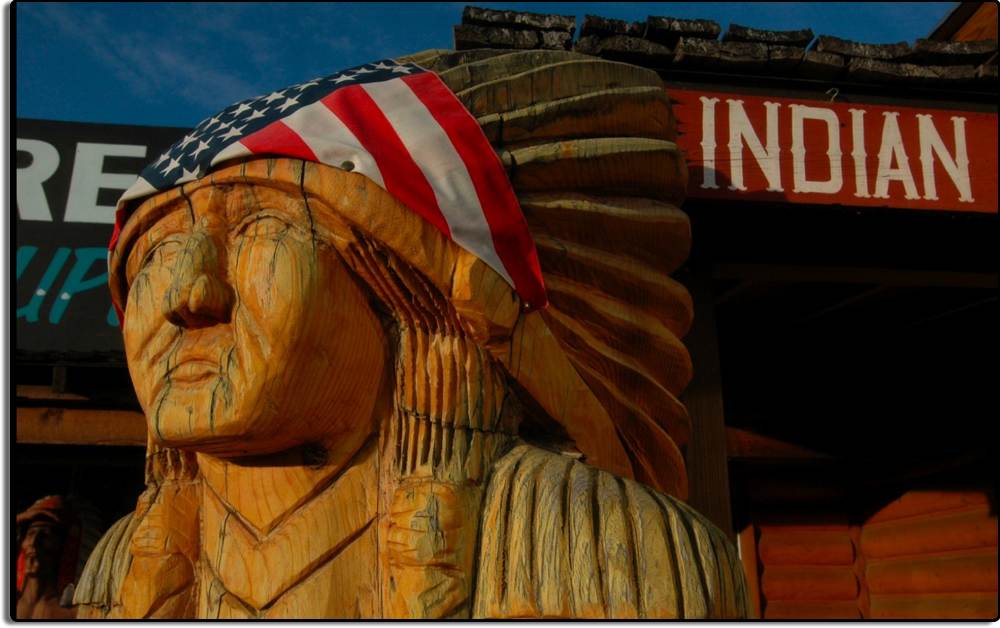 Carved Indian at the Mt. Carmel Junction, Utah