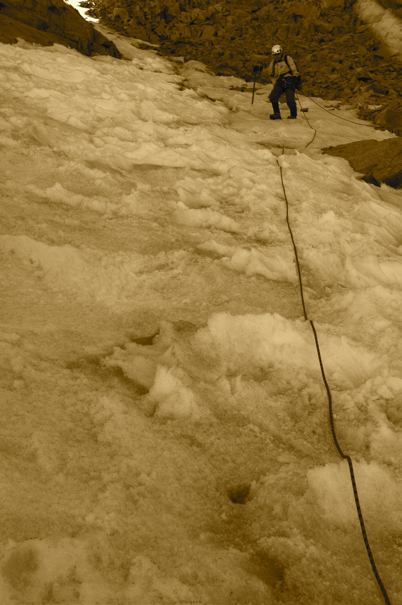 Dropping down the L-Shaped Glacier