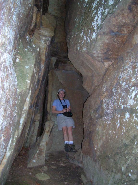 Trail cuts through a cave