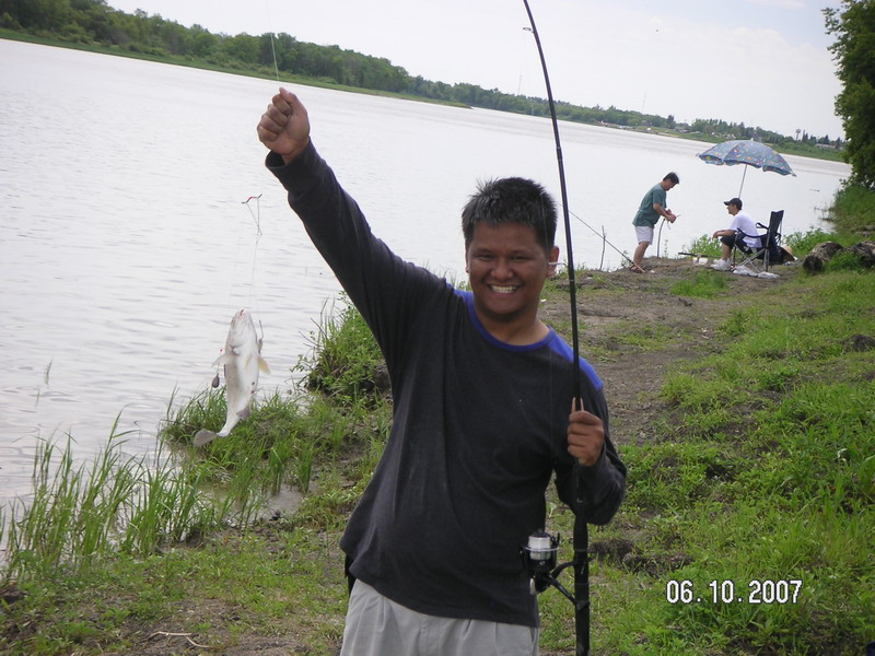 showing off his catch