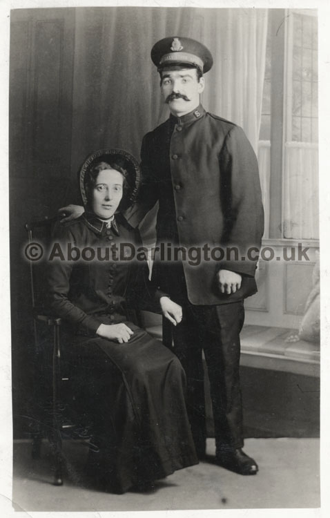 Margaret & Harry Nottger in Salvation Army uniform, sent to Meggie, Harrys sister in Huddersfield