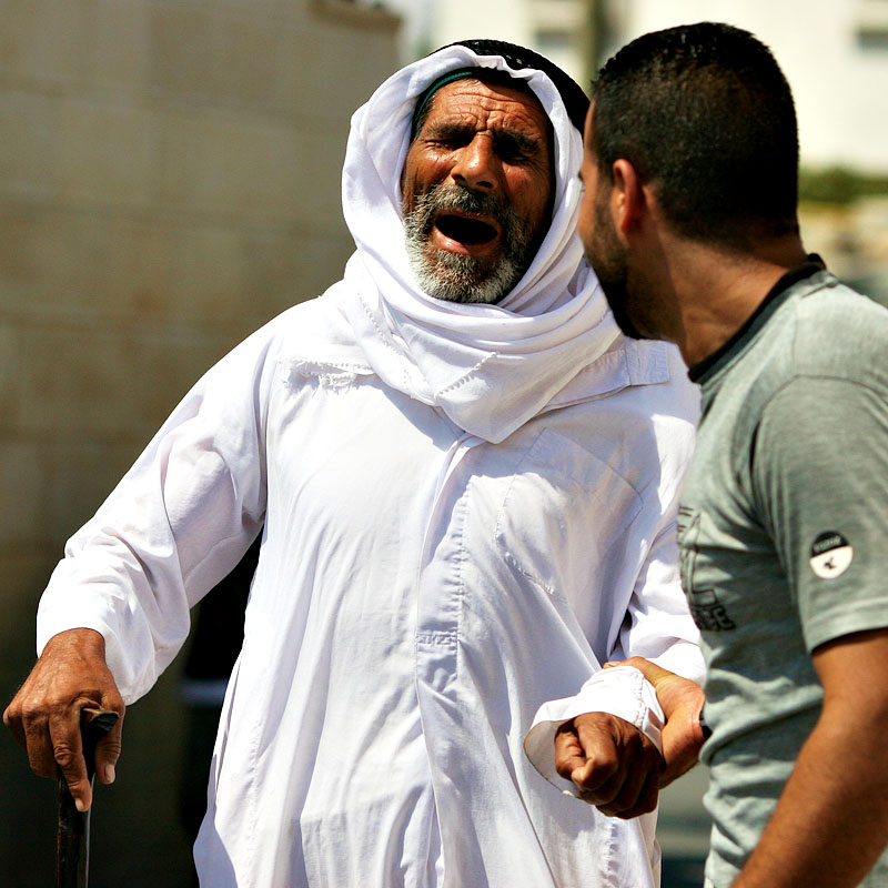 Blind Palestinian villager during protest - Bilin