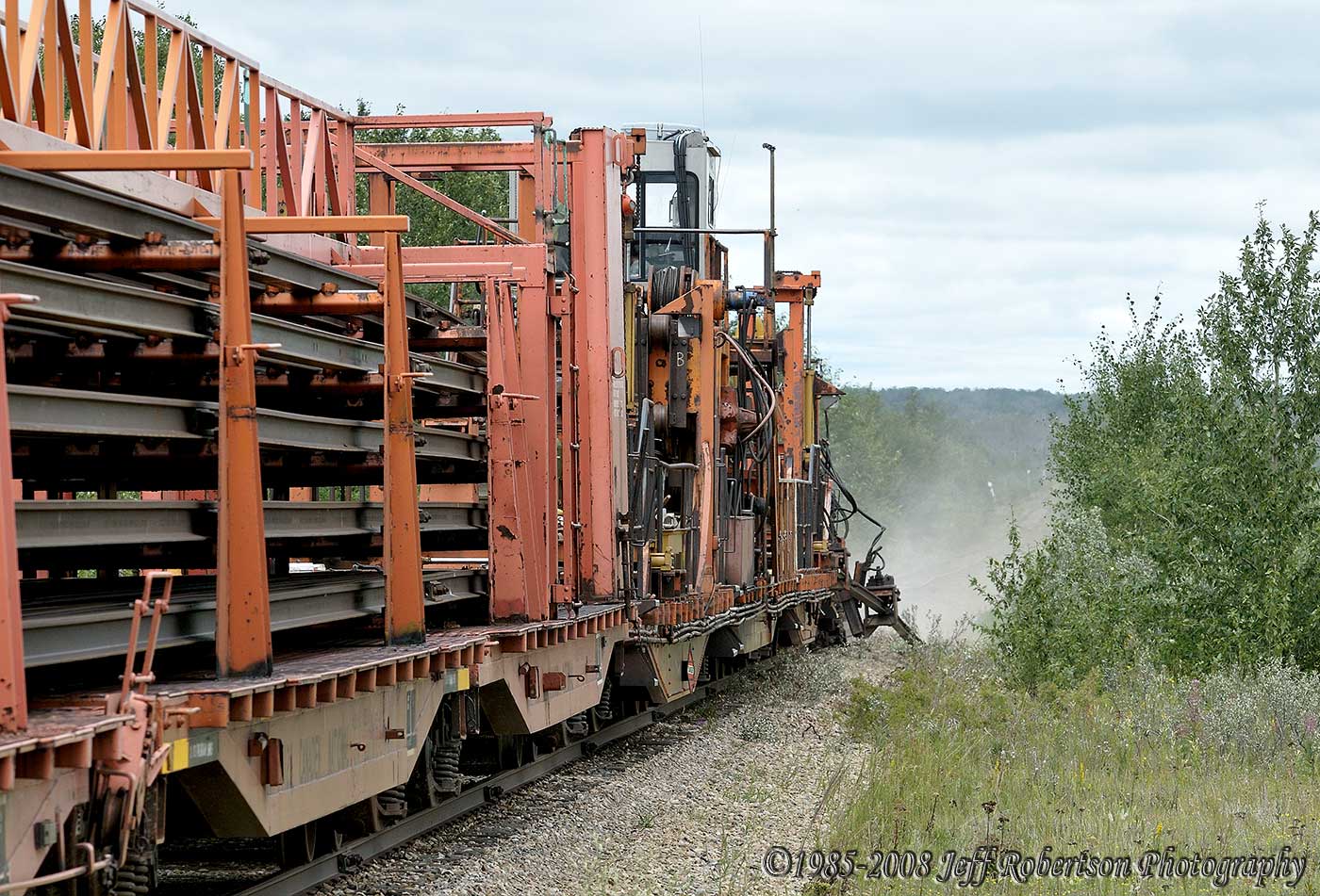 Another view of the rail train dragging the sled