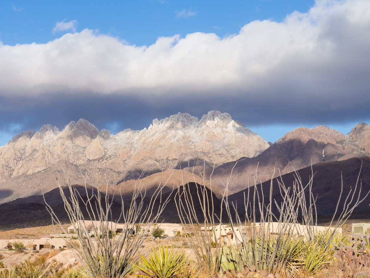Organ Mountains from Talavera, east of Las Cruces, after the first light snow of the winter