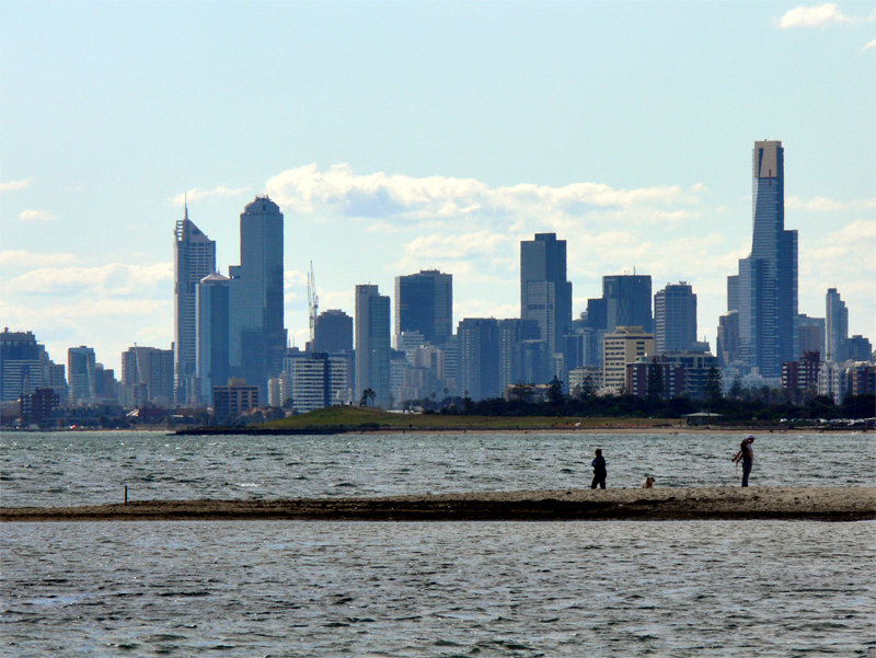 Melbourne skyline viewed from Brighton