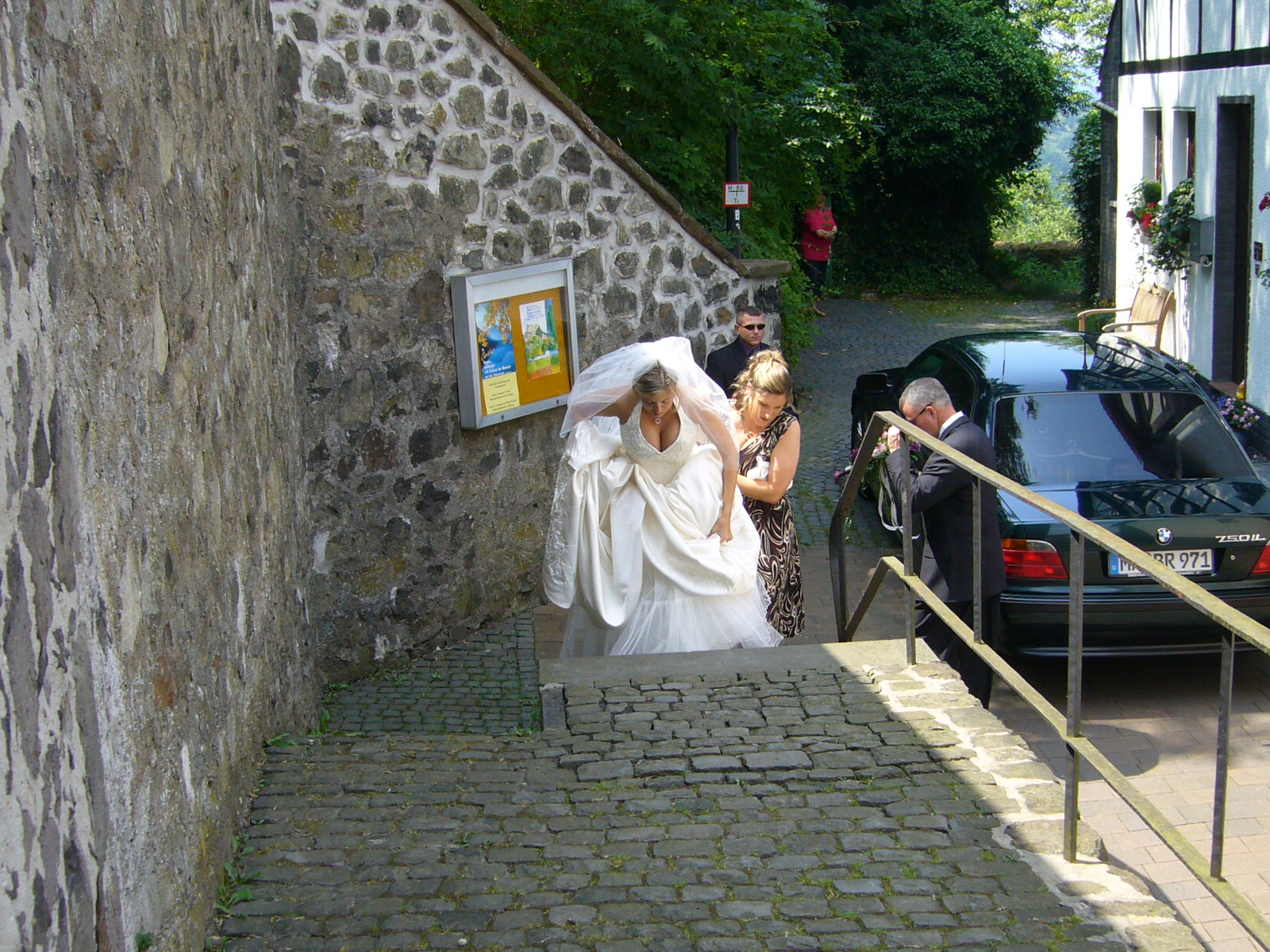 coming up the chapel steps