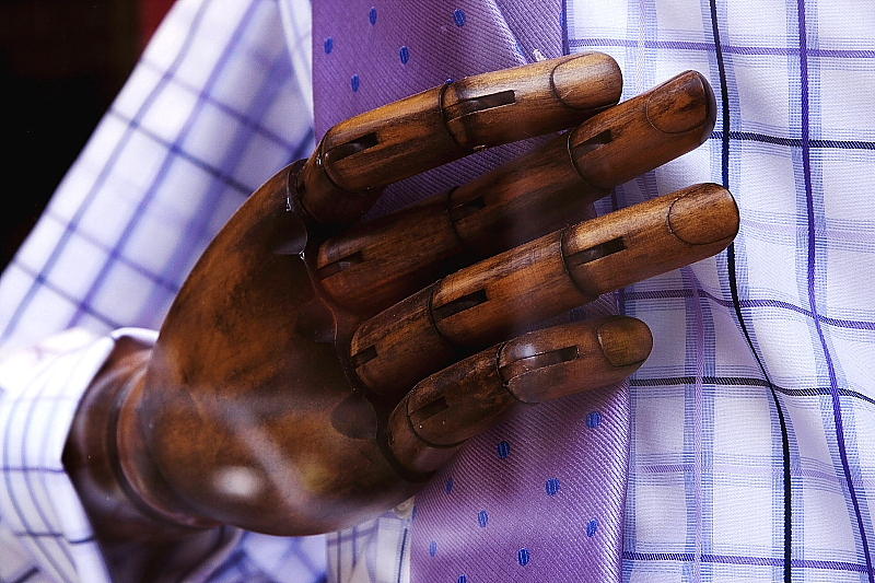 Glass, Wood, Shirt & Tie