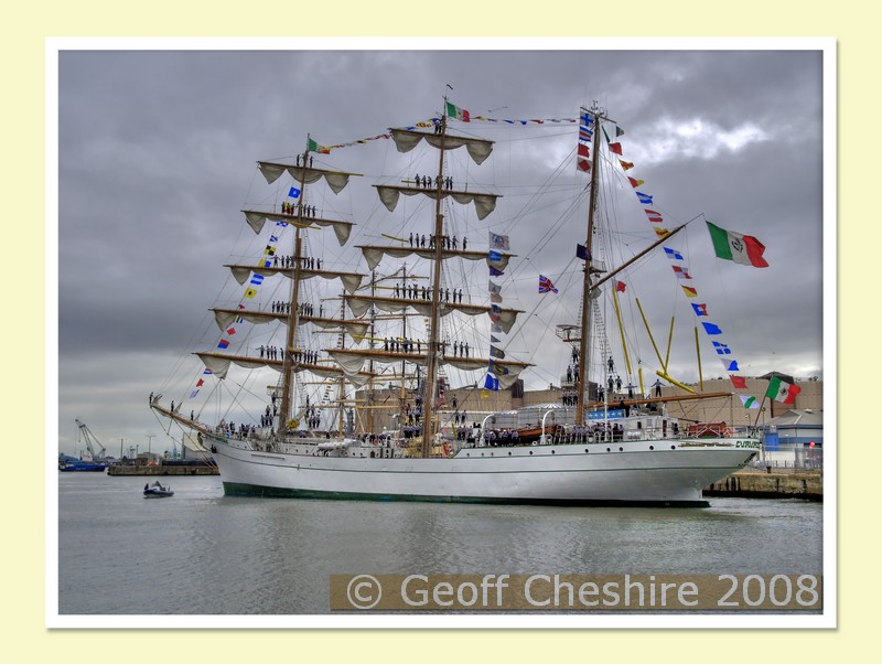 Cuauhtemoc arriving in Wellington Dock