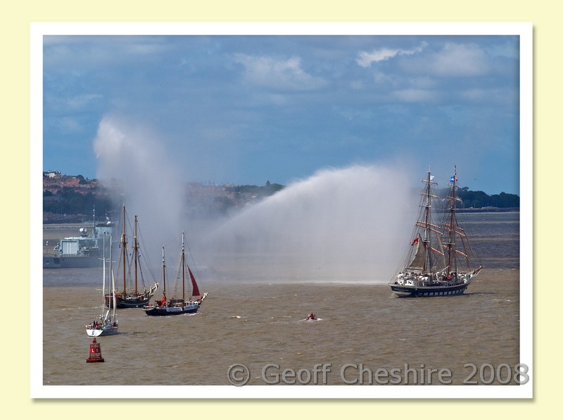 The Leaving Of Liverpool -Lord Nelson receives a watery salute