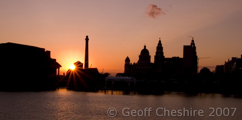 Sunset over the Albert Dock and the Liver Building