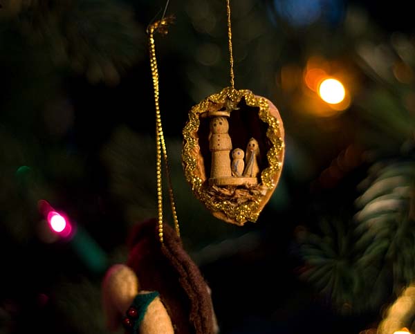 Ornament Carved from a Walnut Shell