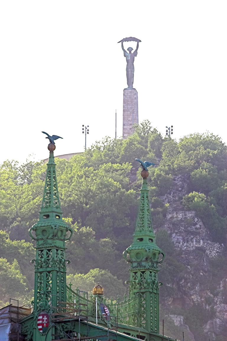Liberty Statue over Liberty Bridge