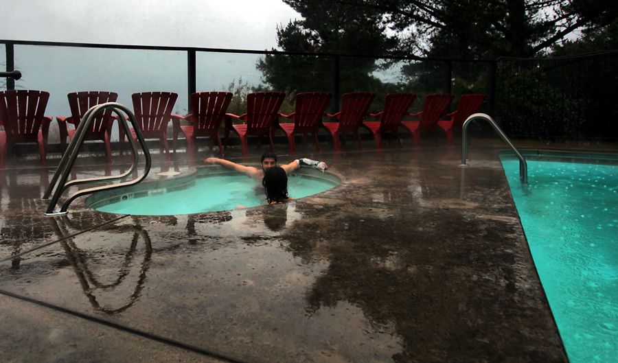 Hot tubing in the rain