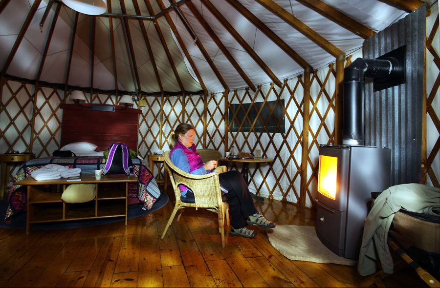 Sewing by gas log light