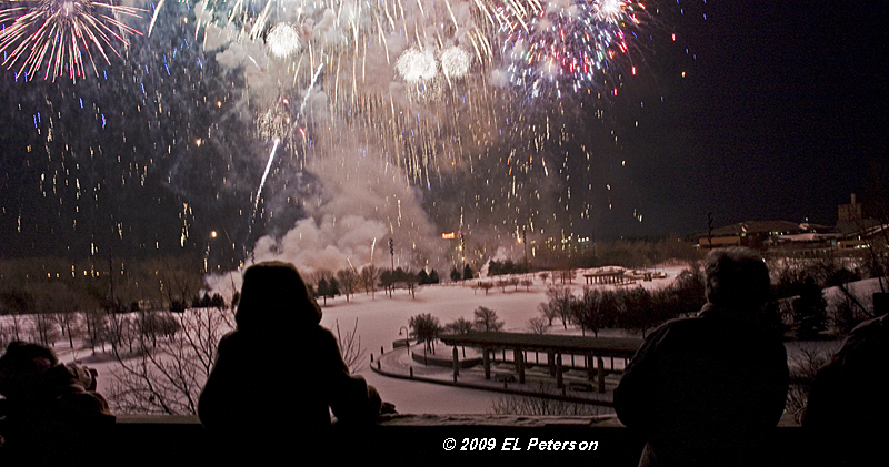 Watching the New Year come in at Omaha, NE.