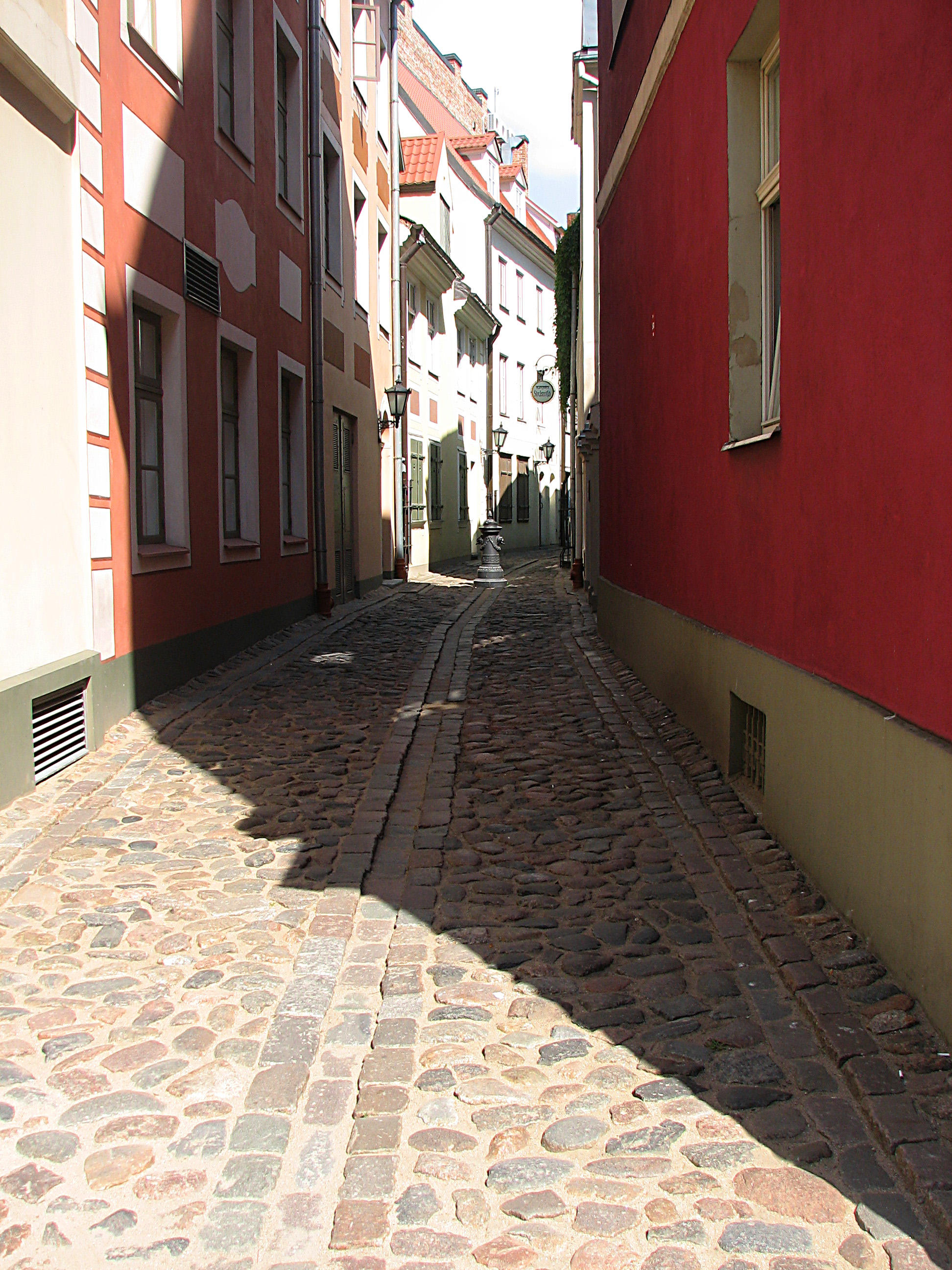 One of the many cobblestone roads