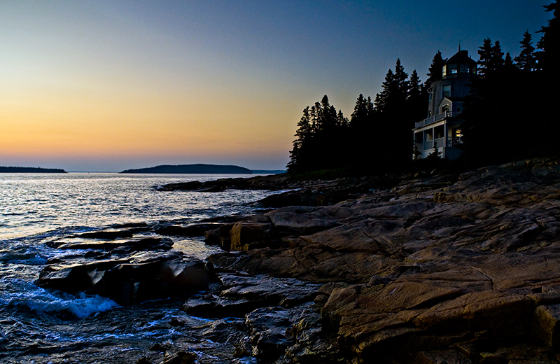   A   transient moment .   Winter Harbor Maine at dusk.