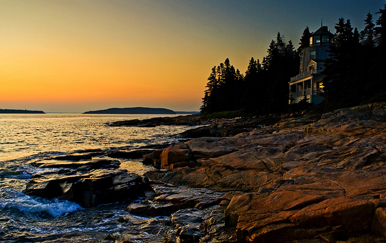 Dusk Down East Winter Harbor Maine.