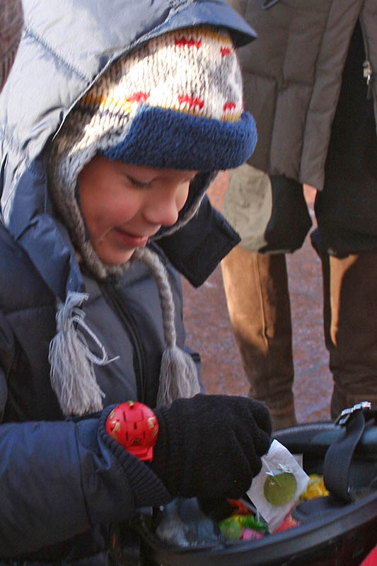 Portrait of a child with candies
