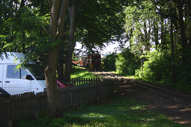 Train approaching into a station
