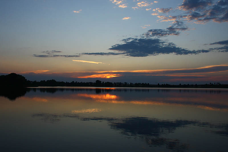 Summer sunset at Biskupins lake