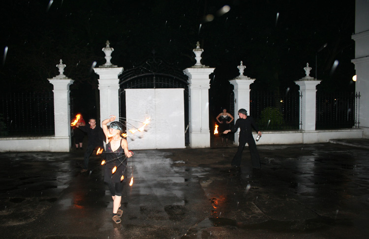 Dance with fire in rain