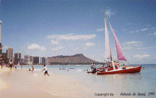 Promenade avec Catamaran, Waikiki  Antonio DE MORAIS  1999.jpg