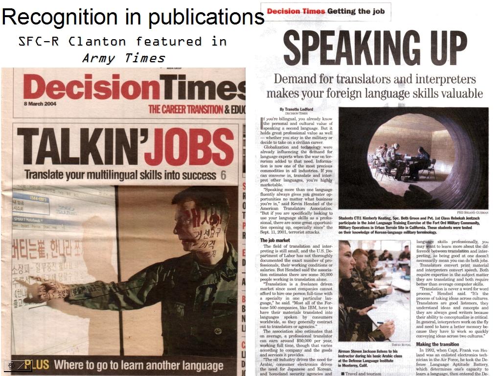 David Clanton featured in 2004 Army Times magazine article