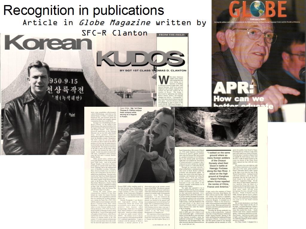 David Clantons 4-page article published in Feb 01 Globe magazine