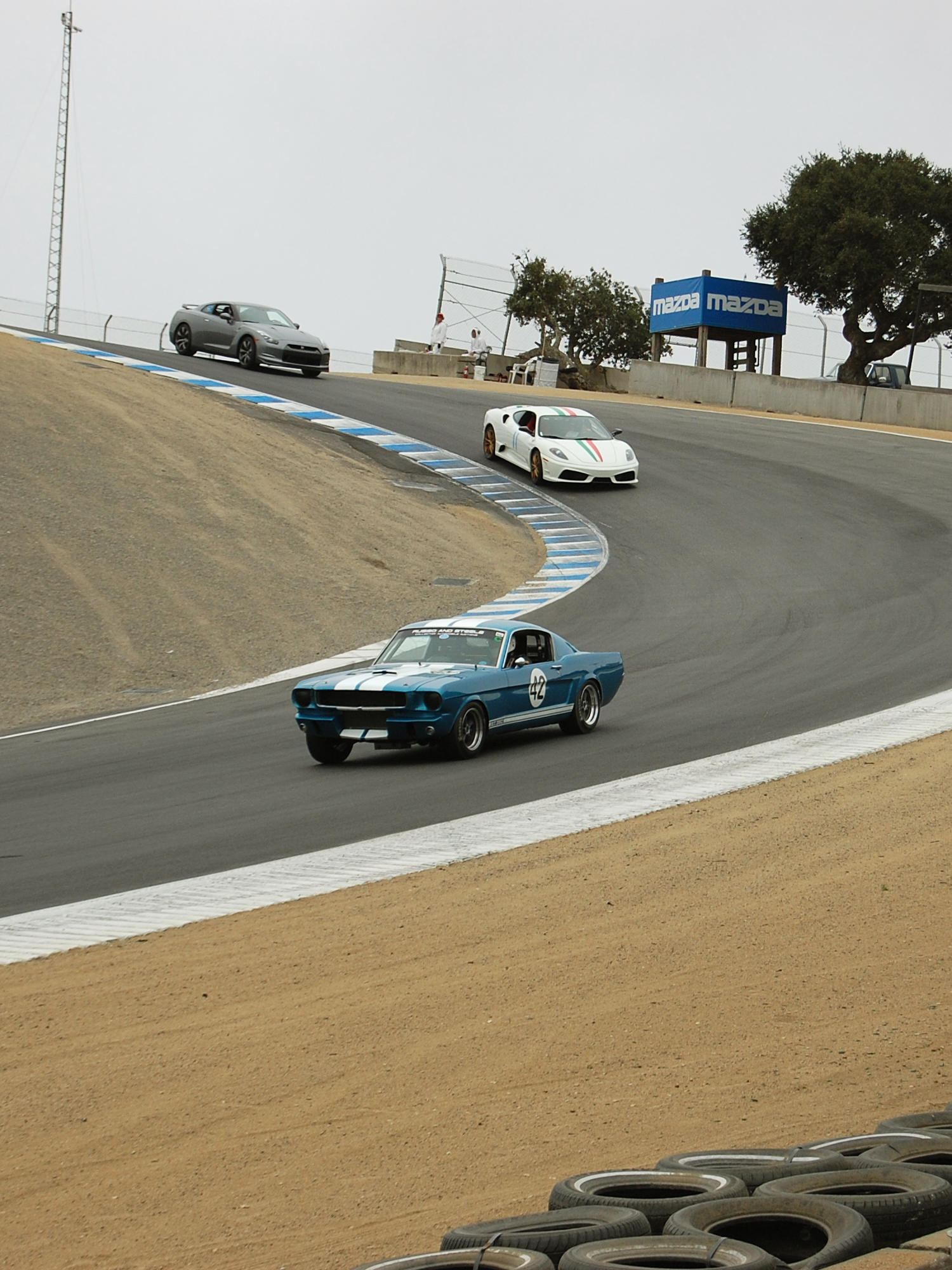 Old school muscle 66 GT350 vs exotic F430 Scud vs modern Nissan GTR