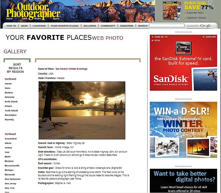 Web Published Outdoor Photography My Favorite Places February, 2008