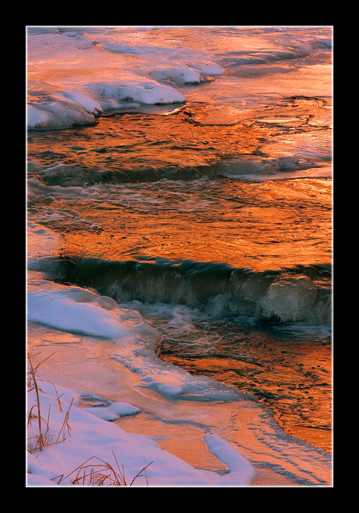 Sky Fire Frozen in the Winter Waters