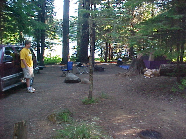 Skyler with camp and Timothy like in background