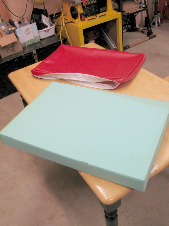 Next few photos:  steps in fitting the foam into a cover.