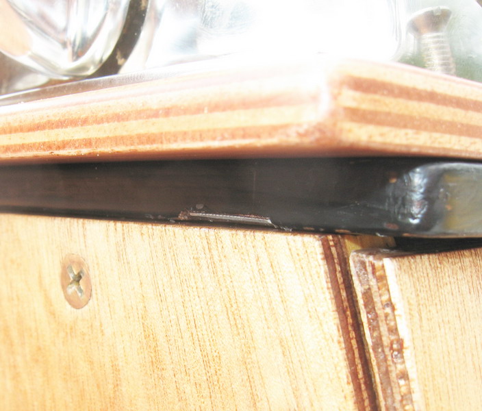 Detail of final installation; tee nuts barely visible in joint.