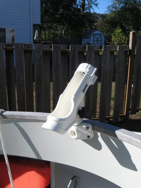 Scotty rod holder in place in fishing rod mode.