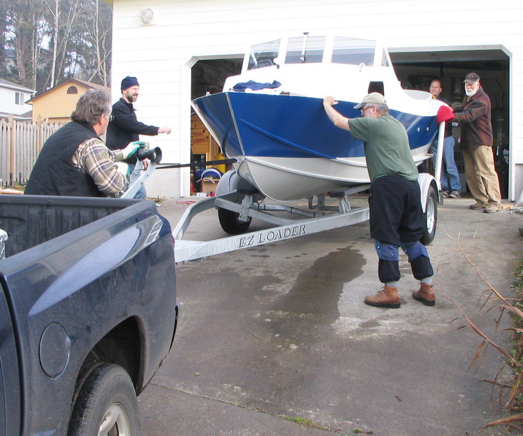 Pulling boat home.