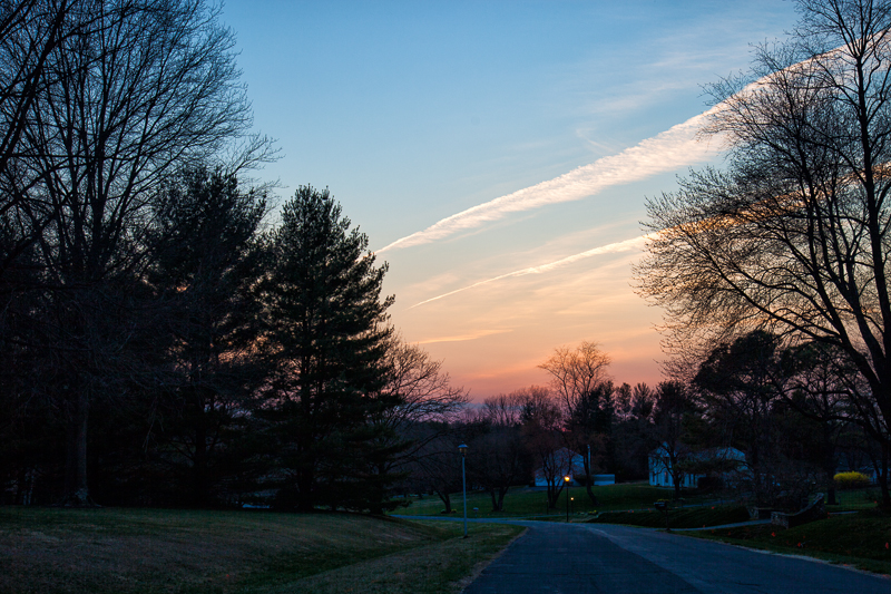 Colors and contrails on our walk tonight