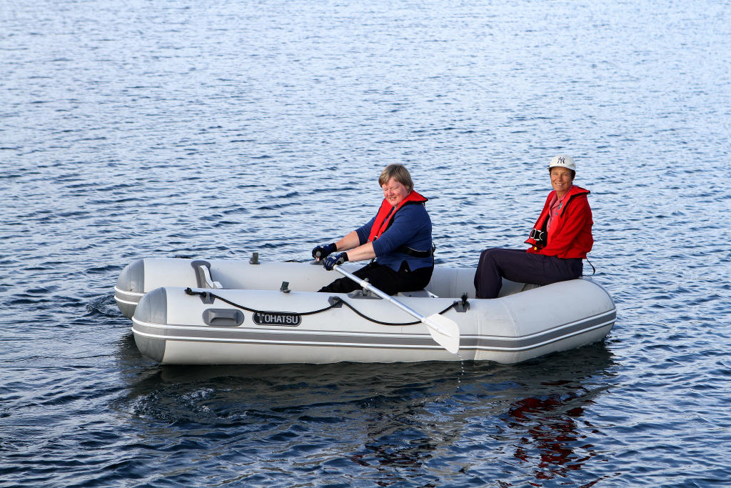 Sarah and Ruth in the dingy