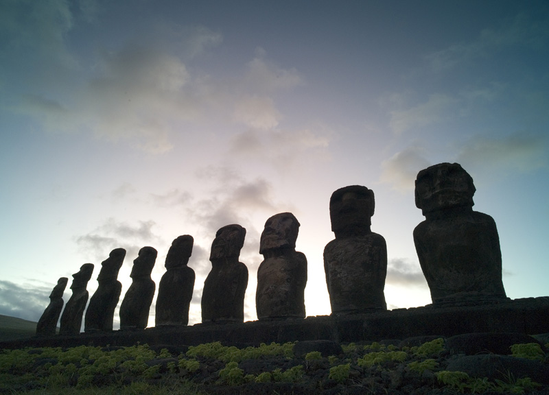 Moai, early morning, Ahu Tongariki.