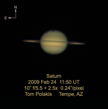 Saturn With Titan and Shadow: 2/24/09
