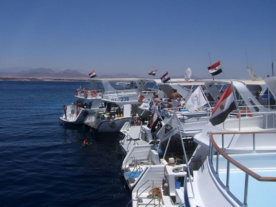 Other dive boats moored together, Sharm 2005