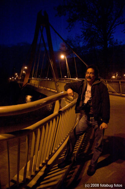 Nighttime on the bridge at Alton Baker