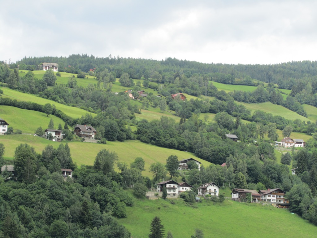 heading south toward Spittal, past small hillside communities