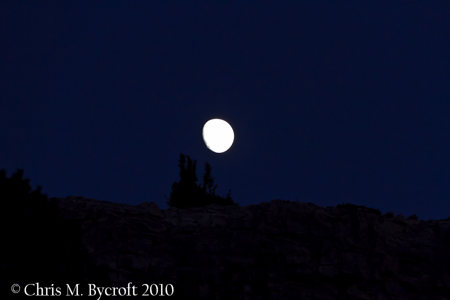 Moon rise, before heading for the tent