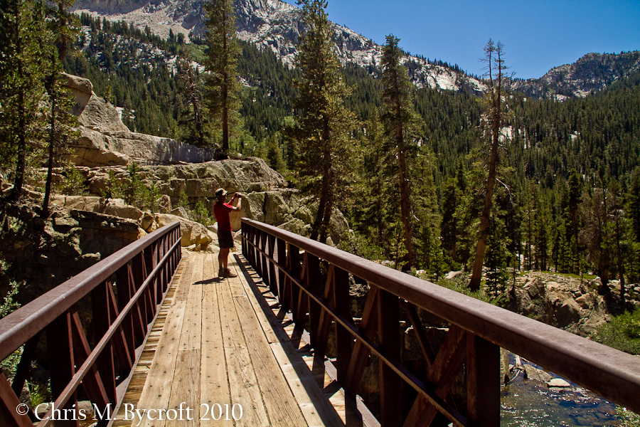 Roy and bridge over Fish Creek